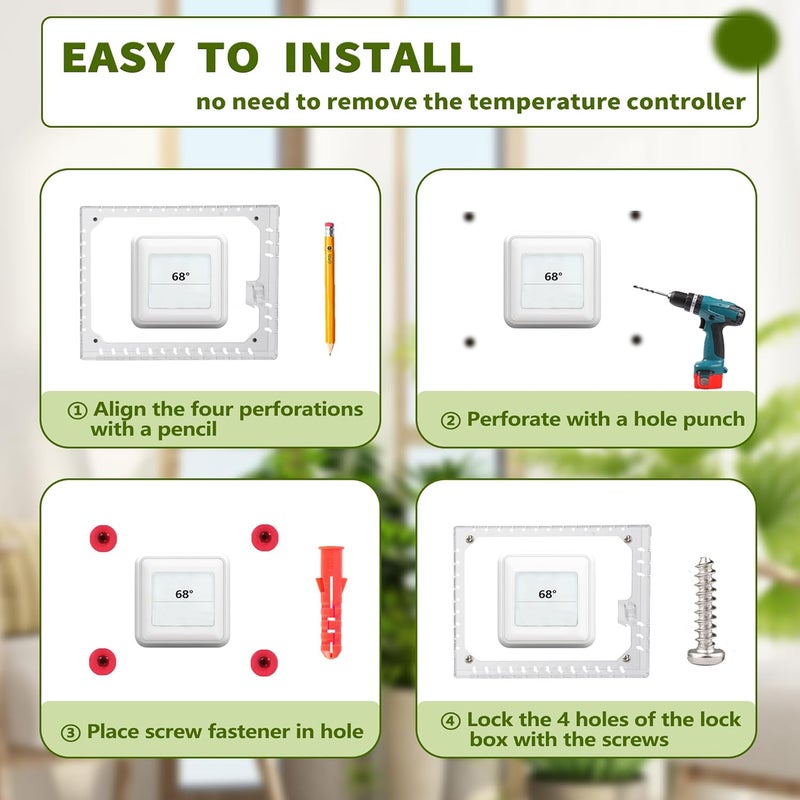 TRJ Thermostat Lock Box with Key, Large Thermostat Cover with Lock for Thermostat on Wall, AC Control Lock Box Cover with Key, Air Conditioner Lockbox Fits Thermostats 5" H x 6.3" W or Smaller - Image 5